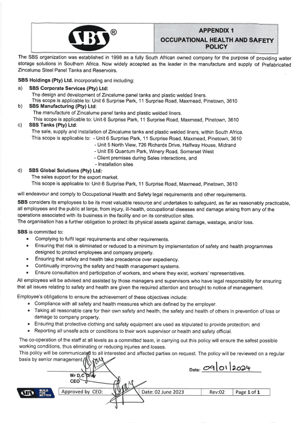 SBS-Group-Occupational Health and Safety PolicyThe SBS Group