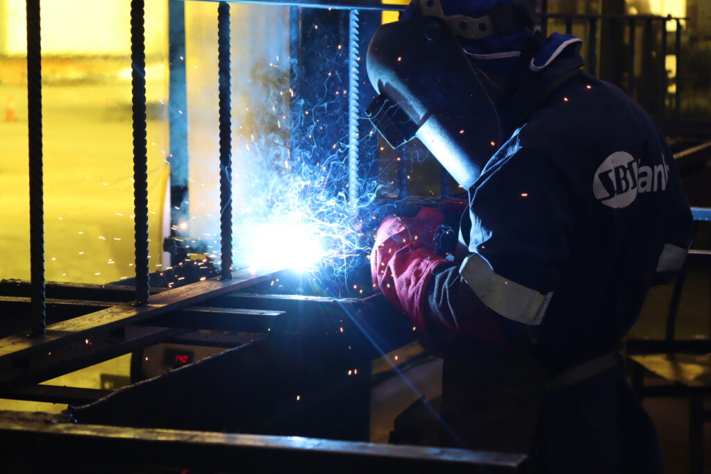 SBS Tanks manufacturing steel water tank panels and components at its Pinetown factory.