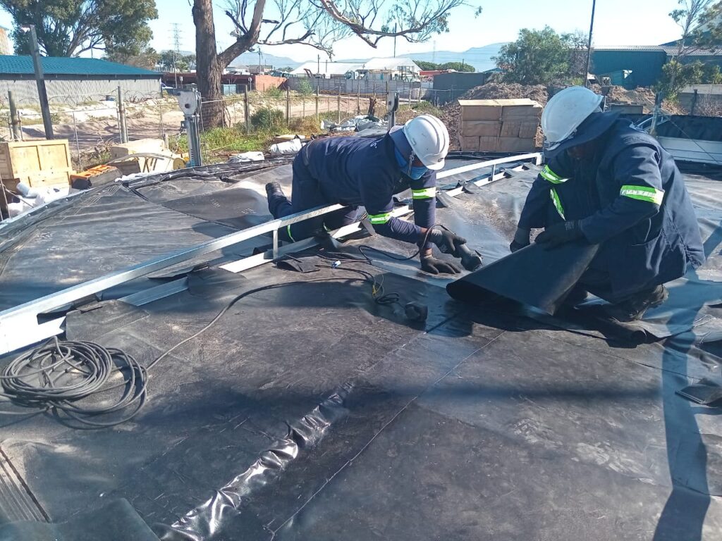 SBS Tanks modular steel tanks designed for high-temperature water storage at a biogas plant in Cape Town.